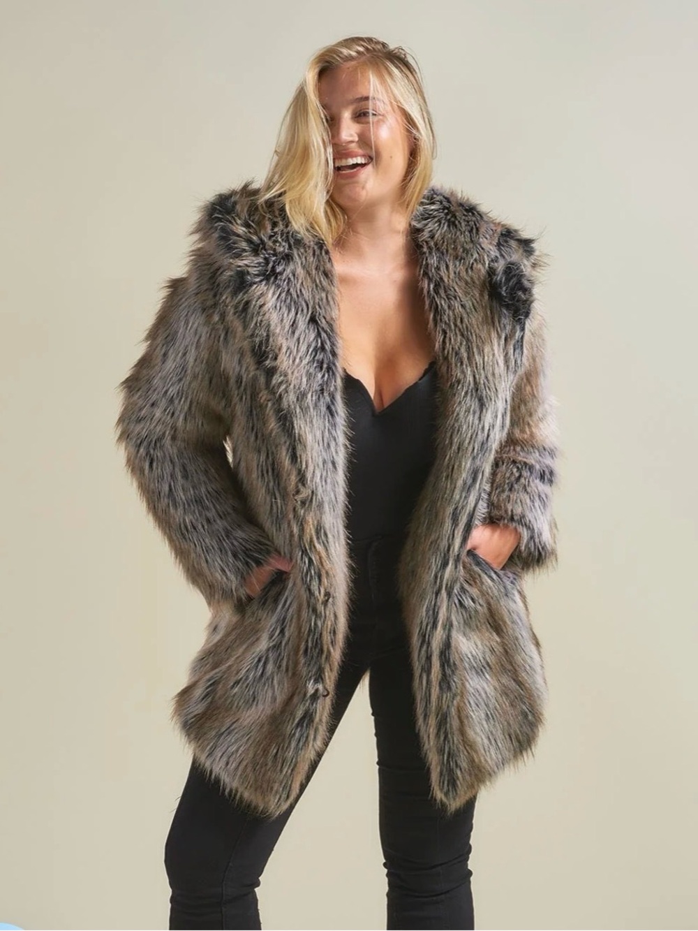 Spirithoods Grey Wolf Faux Fur Hooded Coat